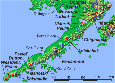 Image from the Wikimedia Commons. Notice the Peninsula that juts out into the Bay above Aniakchak. The entire Peninsula was inundated under the tsunami.